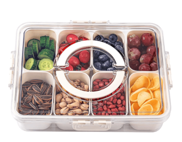 Portable divider plates with lids and handles, suitable for parties, snack boxes, food containers, and vegetable trays (white).