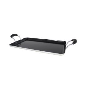 17"x10"Ceramic Double Burner Griddle Black: Stovetop Griddle, Aluminum, Hand Wash, Electric & Gas Compatible