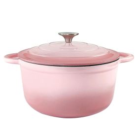 Dutch Oven,Dutch Oven Pot with Lid,5 QT Enamel Dutch Ovens with Dual Handles,Cast Iron Pot for Braiser,Cooking,Gifts for Family (Color: Pink)