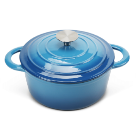 Dutch Oven,Dutch Oven Pot with Lid,5 QT Enamel Dutch Ovens with Dual Handles,Cast Iron Pot for Braiser,Cooking,Gifts for Family (Color: Blue)