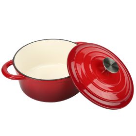 Dutch Oven,Dutch Oven Pot with Lid,5 QT Enamel Dutch Ovens with Dual Handles,Cast Iron Pot for Braiser,Cooking,Gifts for Family (Color: Red)